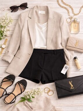 Aritzia Wilfred Deauville Mini Shorts Black Crepette Tailored Trouser NWT 12